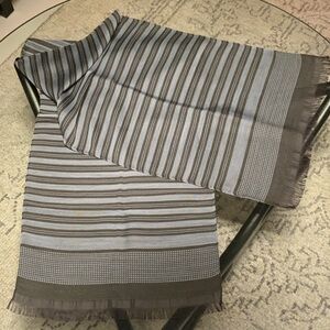 sanmarco wool and silk Striped Black and Blue Scarf